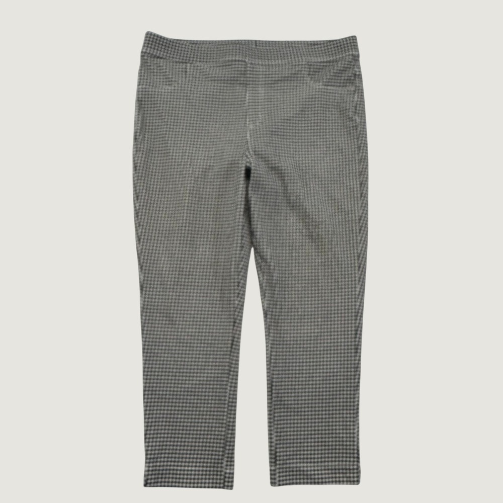 Time and Tru Womens XL 16-18 Houndstooth Pull On Ankle Pants Black White